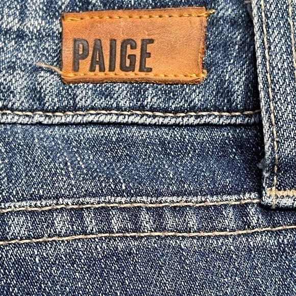 Paige Skyline Ankle Peg Straight Leg Distressed Blue Jeans 27 - Picture 7 of 9